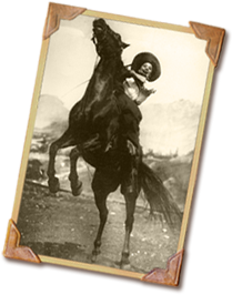 Antique Photo of Cowgirl on Rearing Horse